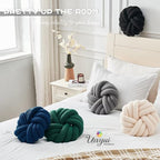 Uvvyui Knot Pillows, 14 Inch Decorative Throw Pillows Round Pillows Cushion, Soft Handmade Knotted Ball Pillow Plush Cushion Home Decor for Bed Couch Living Room (Dark Green, 14 Inch)