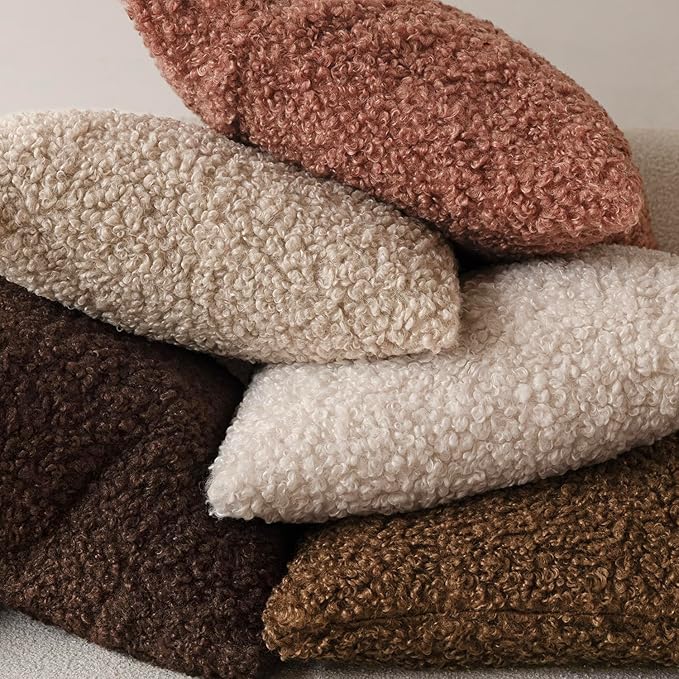 Foindtower 2 Pieces 24x24 Inch Dusty Pink, Faux Fur Throw Pillow Cover Accent Sherpa Furry Pillow Covers Fuzzy Soft Pillowcases Cozy Sheepskin Decorative Fleece Cushion Case for Bed Couch Living Room