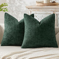 MIULEE Pack of 2 Christmas Green Couch Throw Pillow Covers 18x18 Inch Modern Boho Accent Decorative Pillow Covers Soft Chenille Farmhouse Cushion Covers for Home Decor Bed Sofa Living Room