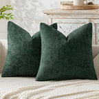 MIULEE Pack of 2 Christmas Green Couch Throw Pillow Covers 18x18 Inch Modern Boho Accent Decorative Pillow Covers Soft Chenille Farmhouse Cushion Covers for Home Decor Bed Sofa Living Room