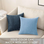 MIULEE Winter Pack of 2 Corduroy Pillow Covers Soft Soild Cushion Cases Decorative Square Throw Pillow Covers Baby Boy Blue Pillowcases for Sofa Bedroom Car 18 x 18 Inch 45 x 45 Cm