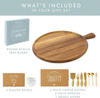 Charcuterie Board Set - Round Acacia Cheese Board Serving Tray with Accessories - House Warming Gifts for New Home, Bridal Shower & Wedding Gift, Birthday Gifts for Women