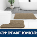 OLANLY Bathroom Rugs 59x24, Extra Soft Absorbent Chenille Bath Rugs, Rubber Backing Quick Dry, Machine Washable Bath Mats for Bathroom Floor, Tub and Shower, Home Decor Accessories, Tan