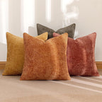 MIULEE Pack of 4 Fall Orange/Yellow Couch Throw Pillow Covers 18x18 Inch Halloween Soft Decorative Chenille Pillows Farmhouse Accent Cushions for Boho Home Decor Spring Sofa Bedroom Living Room