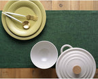 Solino Home Linen Table Runner 144 Inches Long - Athena, 100% Pure Linen Forest Green 14 x 144 Inch Table Runner for Dining, Fall, Autumn, Thanksgiving, Christmas