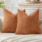 MIULEE Pack of 2 Fall Orange Decorative Pillow Covers 18x18 Inch Soft Chenille Couch Throw Pillows Farmhouse Cushion Covers for Home Decor Sofa Bedroom Living Room