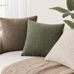 Foindtower Set of 2, Decorative Textured Boucle Throw Pillow Covers Accent Solid Pillow Cases Neutral Soft Cozy Couch Cushion Case for Chair Sofa Bedroom Living Room Home Decor 16x16 Inch Light Brown