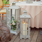Waterproof Flickering Plastic Flameless with Cycle Timer & Remote Control, Pack of 2 Fake Battery Operated Candle Grease Outdoor Pillar LED Candles (Ivory, 4" x10")