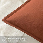 MIULEE Fall Decorative Linen Euro Sham Pillow Covers 24x24 Rust Boho Farmhouse Neutral Couch Throw Pillows for Bed Pack of 2 Accent Modern Pillowcase Summer Sofa Livingroom Home Decor