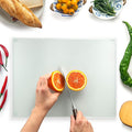 Glass Cutting Board 16"x12": Tempered Glass Kitchen Counter Protector - Durable- Scratch-Resistant, Heat-Proof - Design 6 - Woven Textured Design