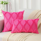 decorUhome Throw Pillow Covers 26x26 Inch Set of 2, Soft Plush Faux Fur Wool Hot Pink Couch Pillow Covers, Decorative Neutral Pillow Cases for Bed Sofa Living Room Home Decor