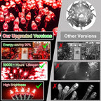 750 LED 256ft Outdoor Christmas Lights, Super Long String Lights 8 Modes Timer Memory, Outsite Waterproof Dark Green Wire Fairy Light Strings for Xmas Tree Wedding Holiday Party Decorations Red