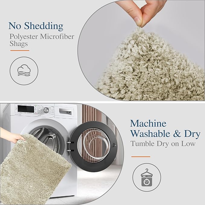 Walensee Large Bathroom Rug (24 x 72, Light Tan) Extra Soft and Absorbent Shaggy Bath Rug Machine Washable Microfiber Bath Mat Non Slip Bath Mat, Luxury Bathroom Floor Mats