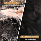 XeGe Faux Fur Throw Pillow Cases, Plush Shaggy Ultra Soft Pillow Covers, Fluffy Crystal Velvet Decorative Pillowcases, Furry Fuzzy Pillow Shams Zipper Closure, Set of 2 (King, Black Ombre)