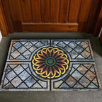 Door Mat Welcome Mat, Heavy Duty Door Mat 23.6 x 35.4 Inch Front Rug Doormat for Outdoor Entrance Home Non-Slip Rubber Rug for Front Door, Outside, Entryway, Patio (Flower)