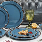 Melamine Dinnerware Set - Yinshine 12-Piece Dishes Set,Shatterproof Plates and Bowls Sets, Lightweight,Unbreakable,Dishwasher Safe,Blue