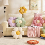 Daisy Decorative Pillow - Cute Yellow Flower Cushion, 15.7"