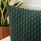 Kevin Textile Christmas Decorative Pillow Covers Set of 2 Striped Plush Corduroy Rectangle Lumbars Boho Home Decor Cushion Covers for Couch Sofa Bed Living Room 12x20 Inch, Army Green