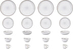 Stoneware Euro-Nordic 20pc Dinnerware Set, Shiny White With Speckled Effect