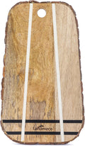 Mango Wood Oval Cutting Board Chopping Board, Cheese Board, and Charcuterie - Decorative Wooden Serving Board for Kitchen and Dining Room (Oval Striped, 14x8 Inches)
