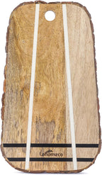 Mango Wood Oval Cutting Board Chopping Board, Cheese Board, and Charcuterie - Decorative Wooden Serving Board for Kitchen and Dining Room (Oval Striped, 14x8 Inches)