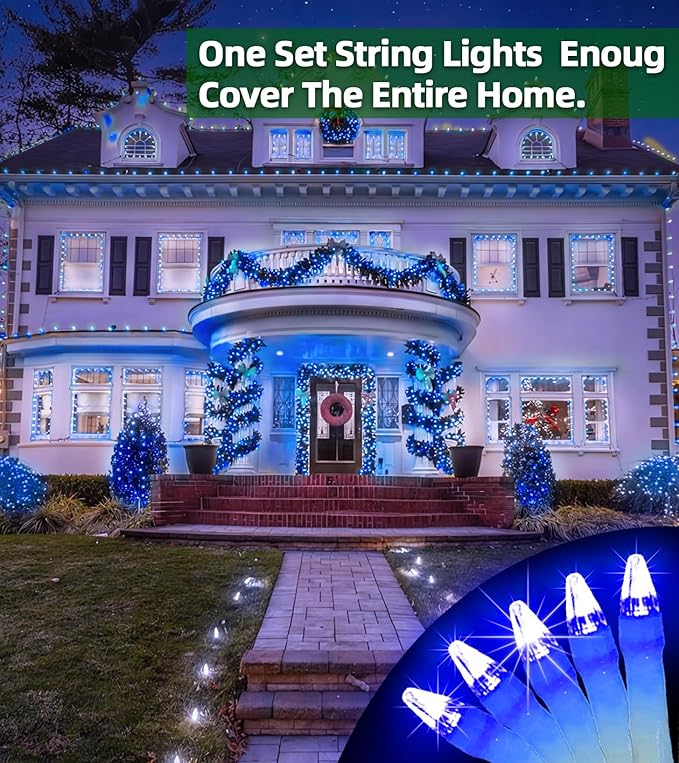 750 LED 246FT Christmas Lights Outdoor, Super Long Waterproof Christmas String Lights with 8 Modes, Christmastree Lights with Timer Memory for Fence Garden Xmas Wedding Party Decor Blue