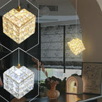 1-Light Modern Gold Pendant Light Fixtures for Kitchen Island Small Hanging Crystal Chandelier for Bedroom Entryway Living Room Foyer Hallway LED Dimmable Chandeliers for Dining Room