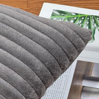 18x18 Throw Pillow Covers Set of 2, Decorative Faux Fur Covers for Bed, Couch Soft Fluffy Pillow Cover with Velvet Back for Living Room, Neutral Home Décor Accent for Sofa - Dark Gray