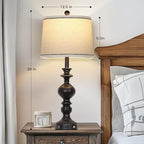 28" Black Farmhouse Table Lamps Set of 2, Rustic Lamp for Living Room with USB C+A Ports & AC Outlet, 3 Way Touch Control Resin Bedside Lamps, Retro Bedroom Lamp for Nightstand Side End Table Desk