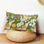 Decorative Throw Pillow Covers Set of 2 Green Pillow Covers 12x20 inch Soft Short Plush Square Freesia Floral Throw Pillows,Farmhouse Outdoor Pillow Covers for Couch Sofa Bed Living Room