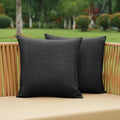 NiNi ALL Pack of 2 Decorative Outdoor Waterproof Pillow Covers Square Garden Linen Textured Cushion Sham Throw Pillowcase Set of 2 for Patio Farmhouse Garden Tent Couch 24x24 Inch Black