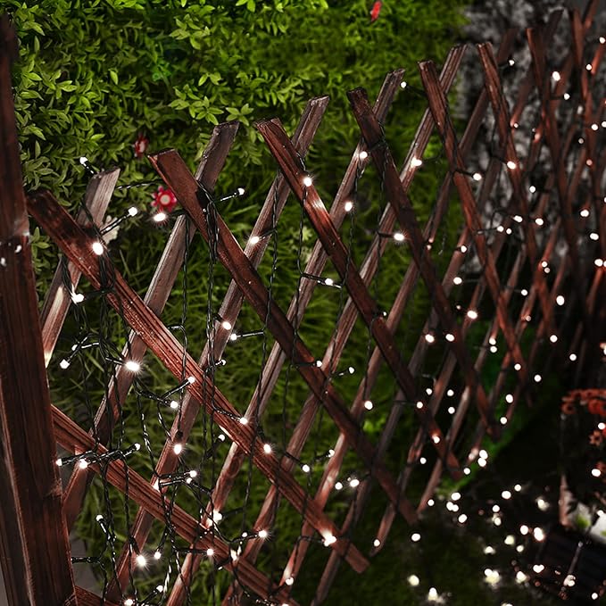 Flacchi Christmas Lights Solar 2 Pack Total 144ft 400 LED 8 Modes Outdoor String Lights Waterproof Solar Fairy Lights for Garden, Patio, Fence, Balcony,Backyard, Outdoors (White)