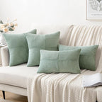 MIULEE Greyish Green Corduroy Pillow Covers Pack of 2 Boho Decorative Spliced Throw Pillow Covers Soft Solid Couch Pillowcases Cross Patchwork Textured Covers for Living Room Bed Sofa 20x20 inch