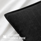 MIULEE Pack of 2 Black Decorative Lumbar Pillow Covers 12x20 Inch Soft Chenille Luxurious Couch Throw Pillows Farmhouse Cushion Covers with Elegant Design for Sofa Bedroom Living Room Home Decor