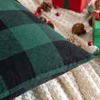 MIULEE Christmas Pack of 2 Buffalo Check Plaids Porch Throw Pillow Covers Classic Retro Linen Farmhouse Cushion Case Soft Pillowcases for Home Decor Sofa Bedroom Couch 16 x 16 Inch Green and Black