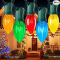 C9 Bulb String Lights Outdoor 100 Feet Multicolored Christmas Lights Green Wire for Outdoor Patio Room Christmas Tree Party Backyard Xmas Decoration, E17 Base, 100+4 Bulbs, Not Connectable