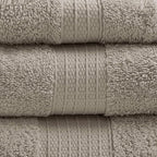 Madison Park Organic 100% Cotton Bathroom Towel Set, Hotel & Spa Quality Highly Absorbent, Quick Dry, Include for Shower, Handwash & Facial Washcloth, Multi-Sizes, Tan (Pack of 2)