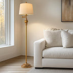 61" Vintage Floor Lamp with 350° Adjustable Swing Arm, Gold Standing Lamp for Bedroom Living Room Nightstand Bedside Retro Farmhouse Mid Century Lamp Light Home Décor Office Gifts