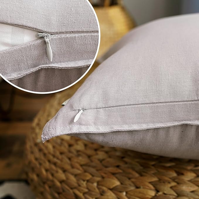 Jeanerlor Solid Cotton Linen Decoration Toss Throw Pillow Sham Cushion Case Special Pillow Cover Delicate Decorative Pillowcase for Bed/Chair/Couch, 18"x18"(45 x 45cm),2 Packs, Silver Grey