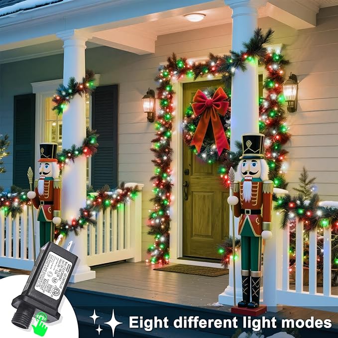 250 LED Christmas Lights Outdoor Waterproof, Plug in Twinkle Fairy String Lights for Bedroom Christmas Decorations, Red White&Green