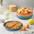8 PCS Wheat Straw Plates, Kaloo 7.7 Inch Melamine Reusable Plastic Unbreakable Dinner Plates for kitchen, Dishwasher & Microwave Safe (4 colors)