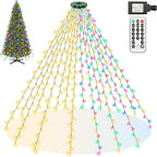 Mlambert Christmas Tree Lights, 9.5ft 16 Lines Fairy String Light, 8 Modes 560 LED Xmas Lighting with Remote Timer for Holiday, Warm White/Multicolor