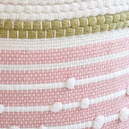 18x18 Boho Pink and Green Decorative Pillow Cover with Cording and Tassels Handmade Accent Woven Textured Square Throw Pillow Case for Couch Sofa Farmhouse Living Room Home Decor