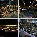 LORRYTE 2-Pack 72FT 120 LED Crystal Globe Solar String Lights Outdoor, Waterproof Solar Lights for Outside, 8 Lighting Modes Patio Decor for Garden Yard Porch Wedding Party(Warm White)