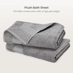 BIOWEAVES 100% Organic Cotton Bath Sheet Set of 2 | Soft Oversized Bath Towels | 700 GSM Premium Bath Towel Sheet Set GOTS Certified - Light Grey