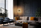 Wellmet Gold Floor Lamp for Living Room, Mid Century Modern Floor Lamps for Bedroom, Brass Finish, 65.3 Inch Tall Unique Metal Floor Lamp for Corner Decorative, Globe Shade (Gold)