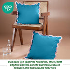Folkulture Throw Pillow Covers | (18 x 18) Set of 2 Scallop Pillow Cover | Decorative Pillow Covers | Accent Throw Pillows or Outdoor Pillow | Cotton Pillow Covers Standard Size | Blue Throw Pillows