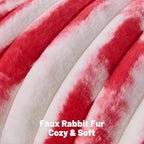 FUTEI Red Decorative Throw Pillow Covers 12x20 Inch Set of 2, Soft Tie-Dye Faux Rabbit Fur Striped Texture Pillow Case, Modern Home Decor for Couch Bed Living Room