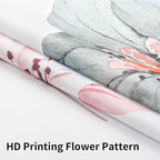 QiyI Flower Shower Curtain with Snap in Liner, Grey and Pink Watercolor Floral Cloth Bath Curtain, No Hook Shower Curtains with Mesh Top Window, Fabric Waterproof Bathroom Curtain Set, 72 x 87 Inch