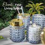 Bathroom Set Blue Bathroom Accessories Glass bathroom Accessories Navy Blue Bathroom Accessory Diamond Soap Dispenser and Toothbrush Holder Set for Bathroom Decor